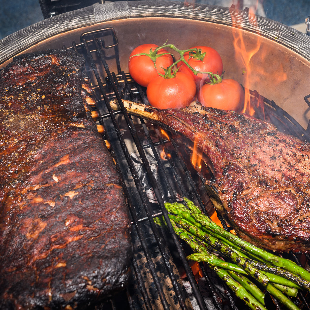 Kamado Joe® Classic II Stand Alone 18 inch Charcoal Grill in Blaze Red Amsterdam Style