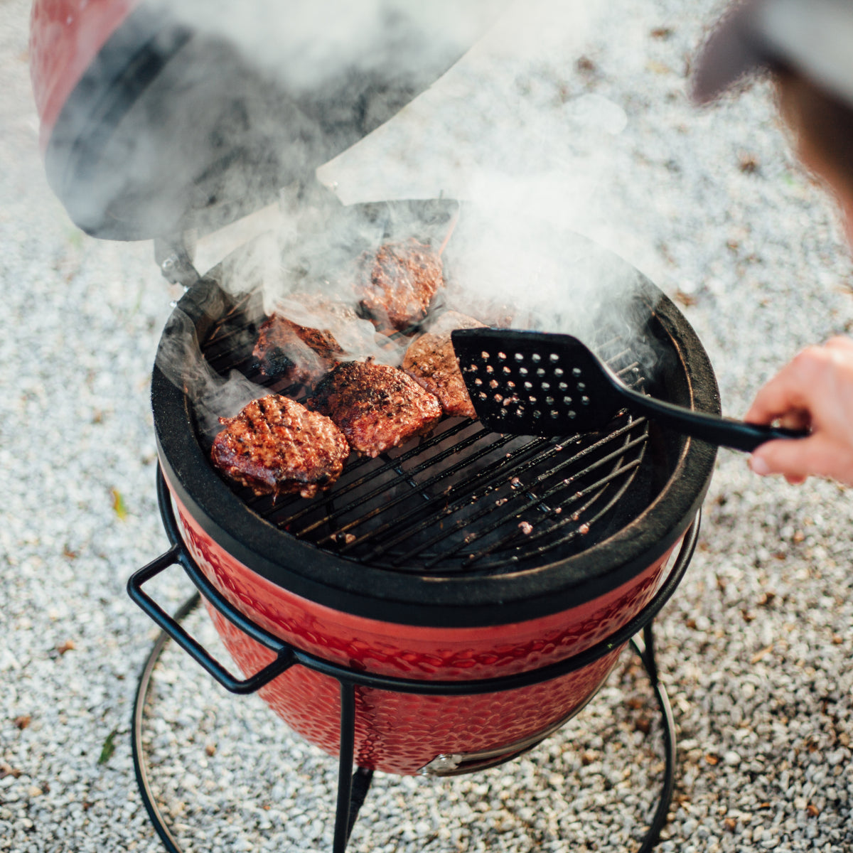 Kamado Joe Jr.® 13.5 inch Charcoal Grill in Blaze Red Amsterdam Style