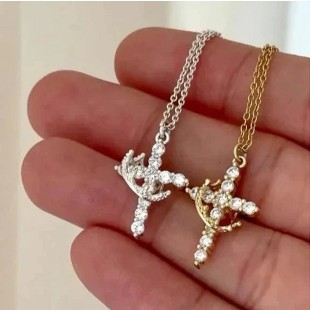 Beatrix Crown and Cross Necklace Winsleyco