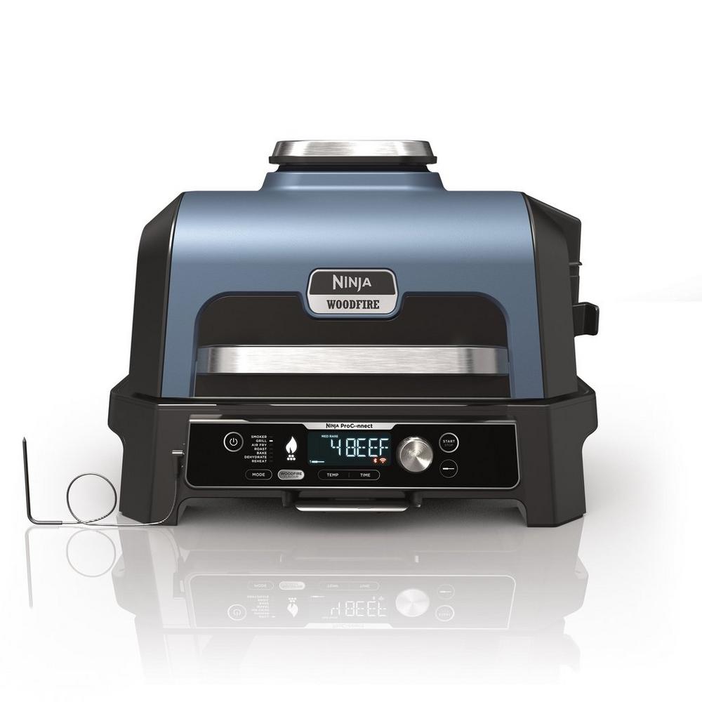 Ninja OG901UK Woodfire Pro Connect XL Electric BBQ Grill & Smoker - Black/Blue Amsterdam Style