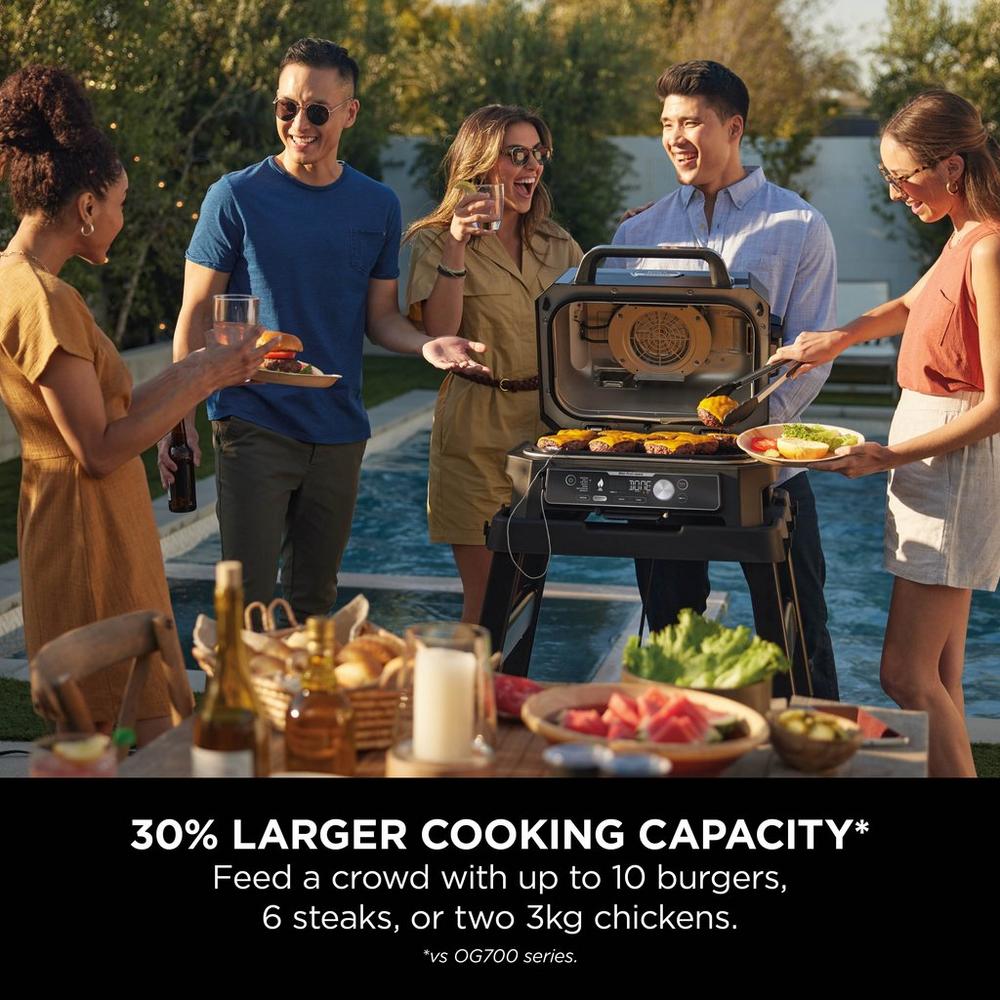 Ninja OG901UK Woodfire Pro Connect XL Electric BBQ Grill & Smoker - Black/Blue Amsterdam Style