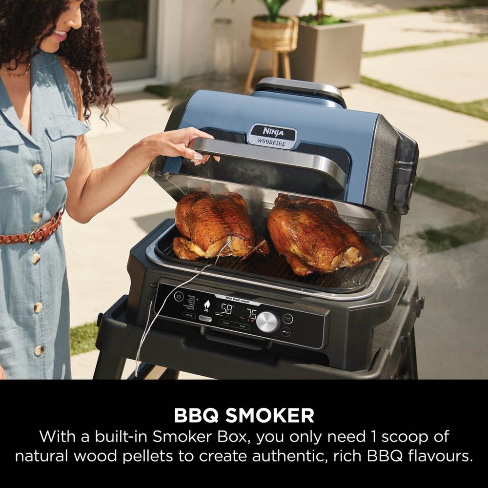 Ninja OG901UK Woodfire Pro Connect XL Electric BBQ Grill & Smoker - Black/Blue Amsterdam Style