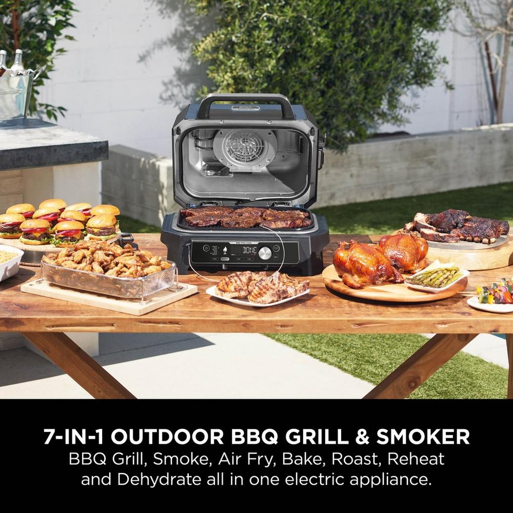 Ninja OG901UK Woodfire Pro Connect XL Electric BBQ Grill & Smoker - Black/Blue Amsterdam Style