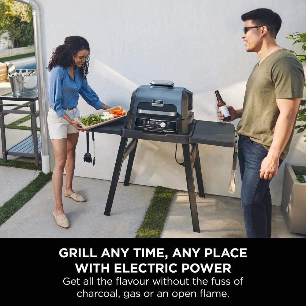 Ninja OG901UK Woodfire Pro Connect XL Electric BBQ Grill & Smoker - Black/Blue Amsterdam Style