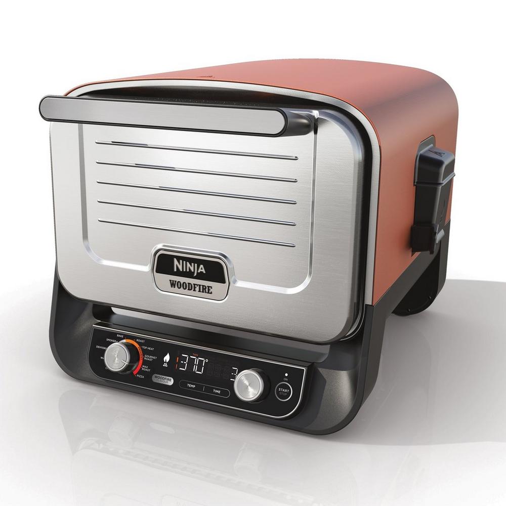 Ninja OO101UK Ninja Woodfire Outdoor Oven, Artisan Pizza Maker and BBQ Smoker - Terracotta/Steel Amsterdam Style