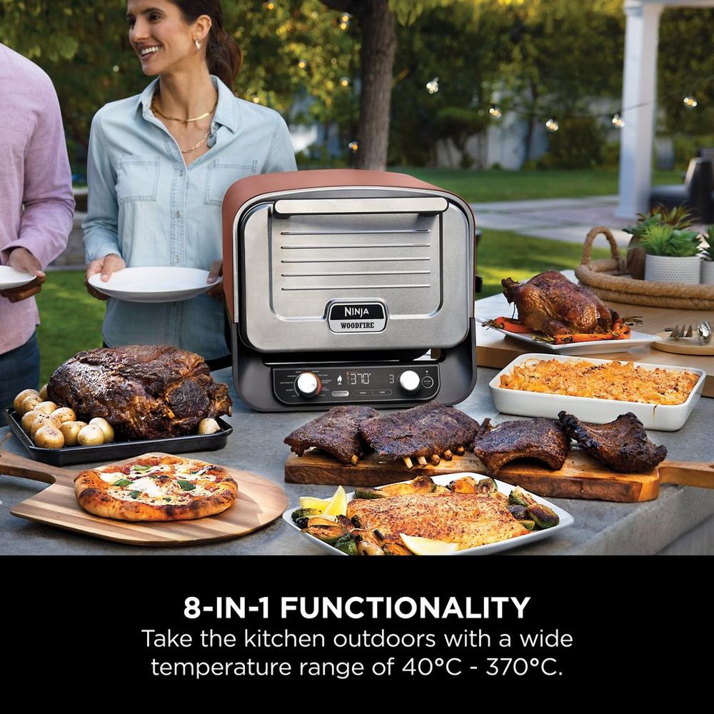 Ninja OO101UK Ninja Woodfire Outdoor Oven, Artisan Pizza Maker and BBQ Smoker - Terracotta/Steel Amsterdam Style