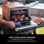Ninja OO101UK Ninja Woodfire Outdoor Oven, Artisan Pizza Maker and BBQ Smoker - Terracotta/Steel Amsterdam Style