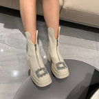 Crown Zipper Boots Amsterdam Style