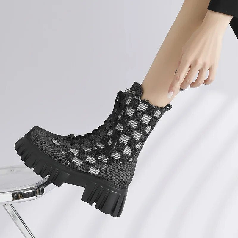 Barka Denim Platform Boots Amsterdam Style