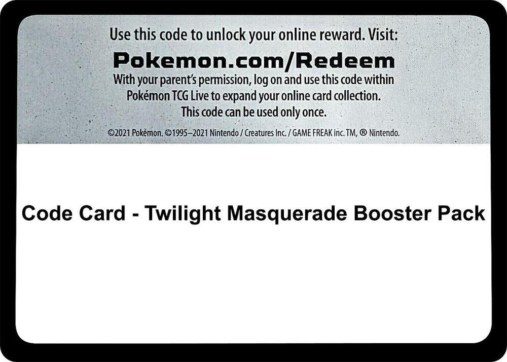 Code Card - Twilight Masquerade Booster Pack - SV06: Twilight Masquerade (TWM) Tcgsplaye