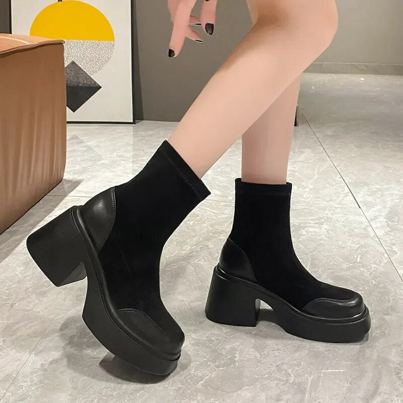 Camila Suede Platform Boots Amsterdam Style