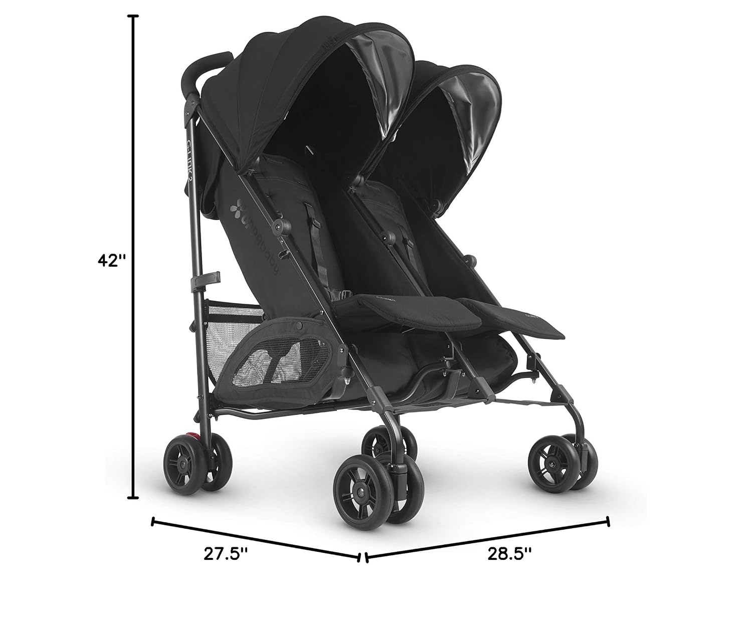 Uppababy G-Link 2 Double Stroller, Jake (Black/Carbon) STRL