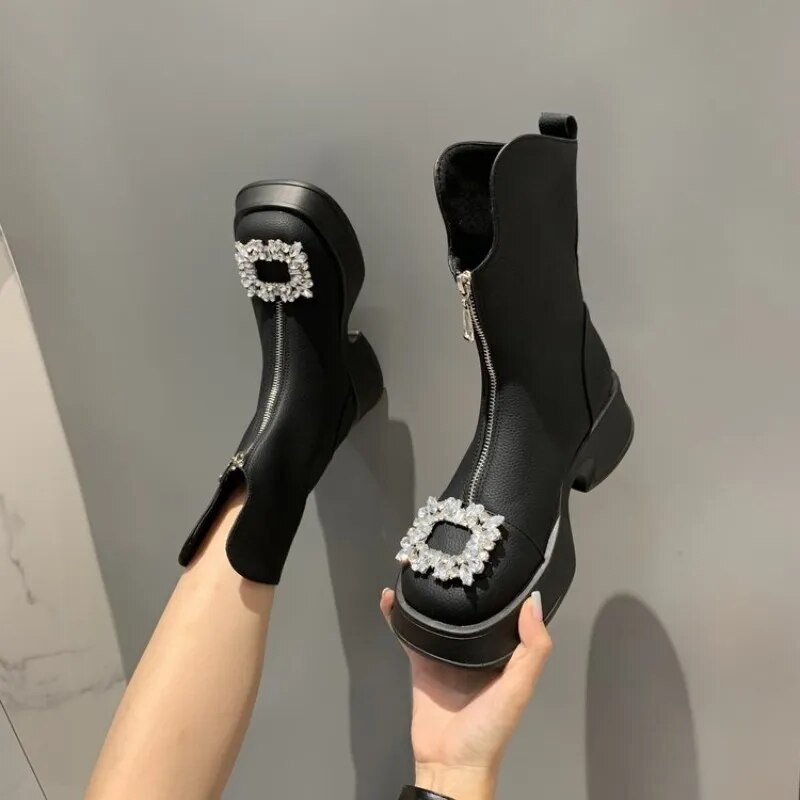 Crown Zipper Boots Amsterdam Style