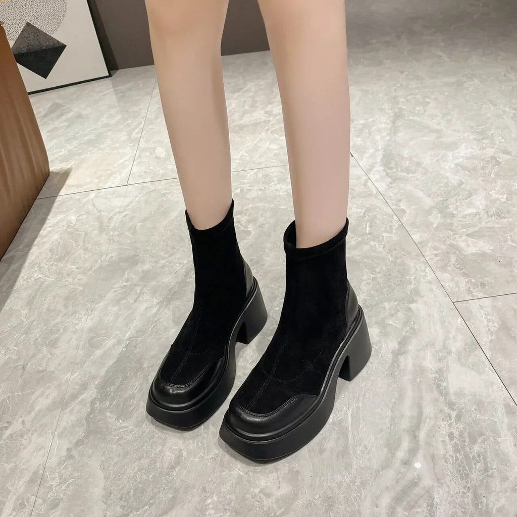 Camila Suede Platform Boots Amsterdam Style