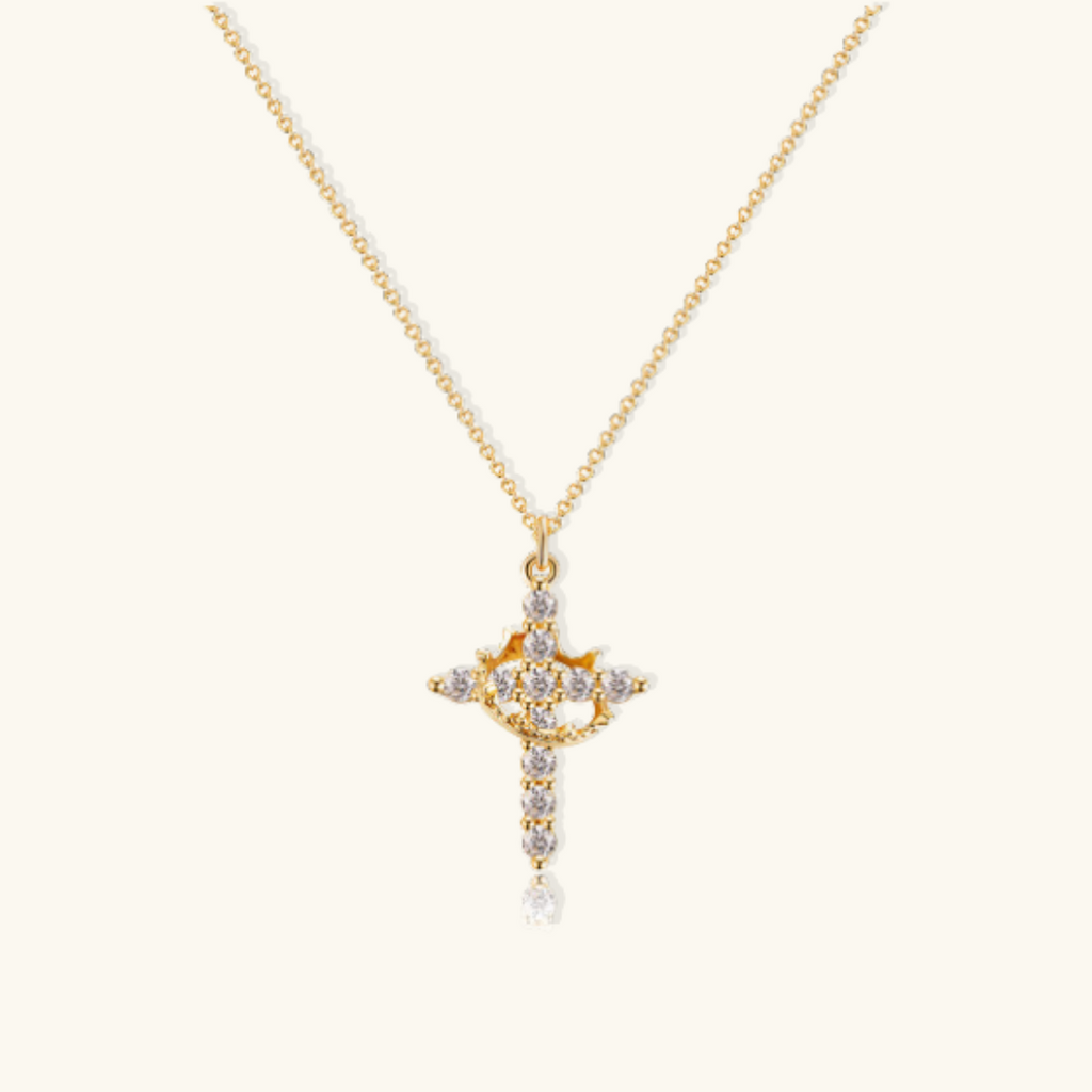 Beatrix Crown and Cross Necklace Winsleyco