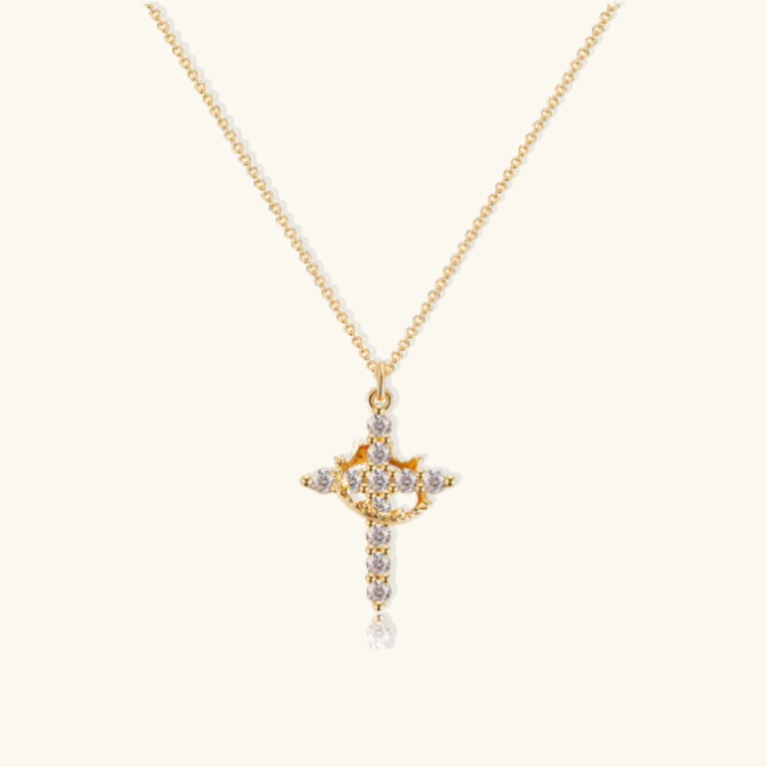 Beatrix Crown and Cross Necklace Winsleyco