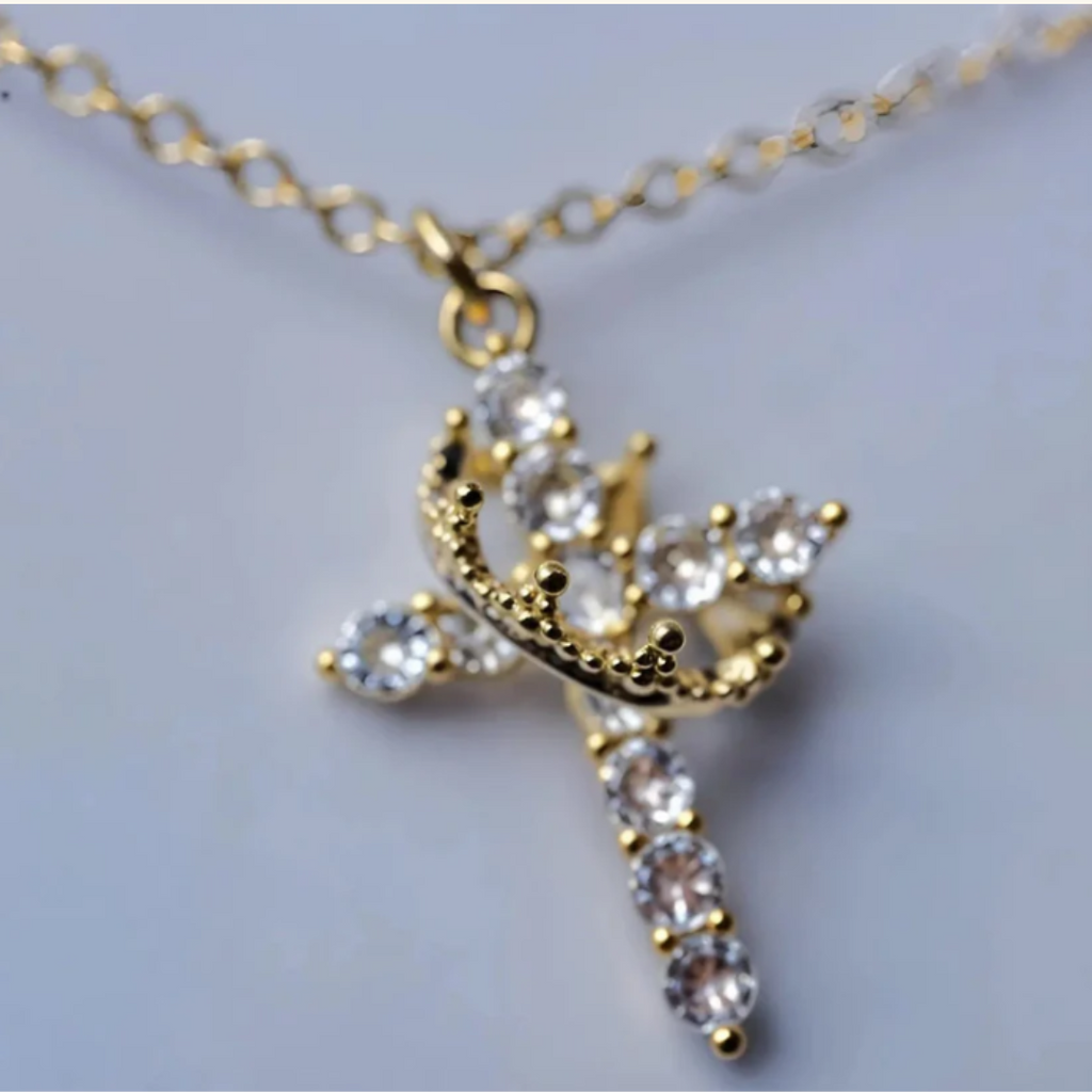 Beatrix Crown and Cross Necklace Winsleyco