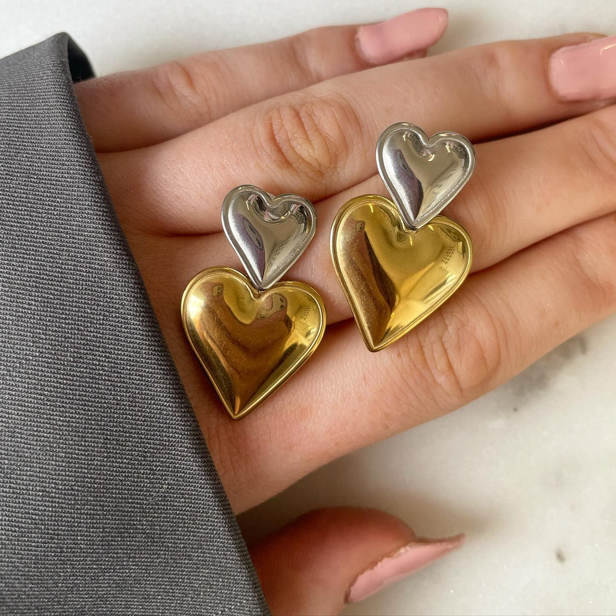 Heart Drop Earrings Amsterdam Style