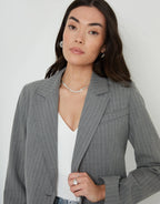 Women's Grey Pinstripe Lined Blazer Amsterdam Style