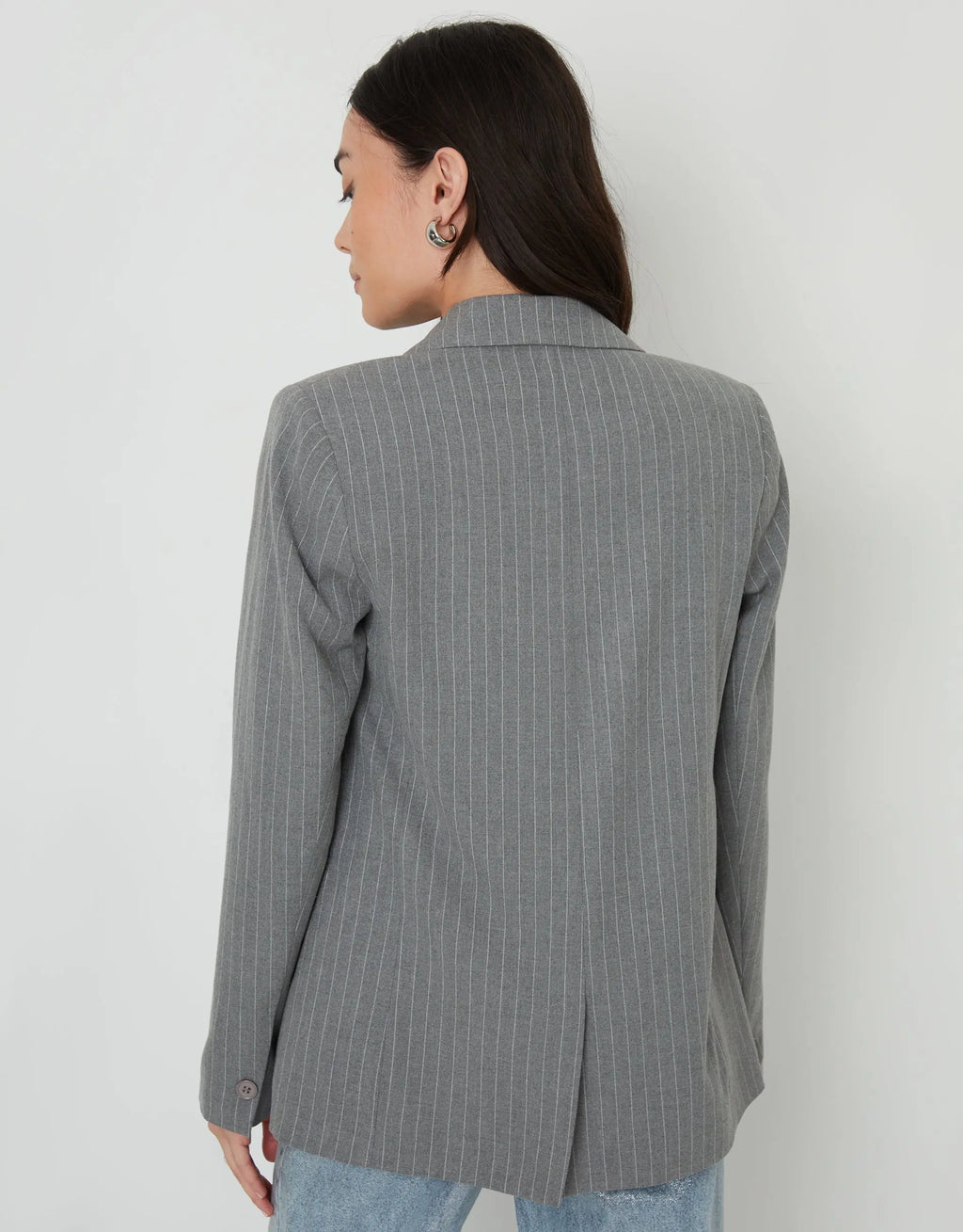 Women's Grey Pinstripe Lined Blazer Amsterdam Style