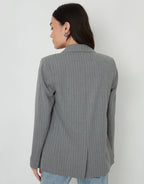 Women's Grey Pinstripe Lined Blazer Amsterdam Style