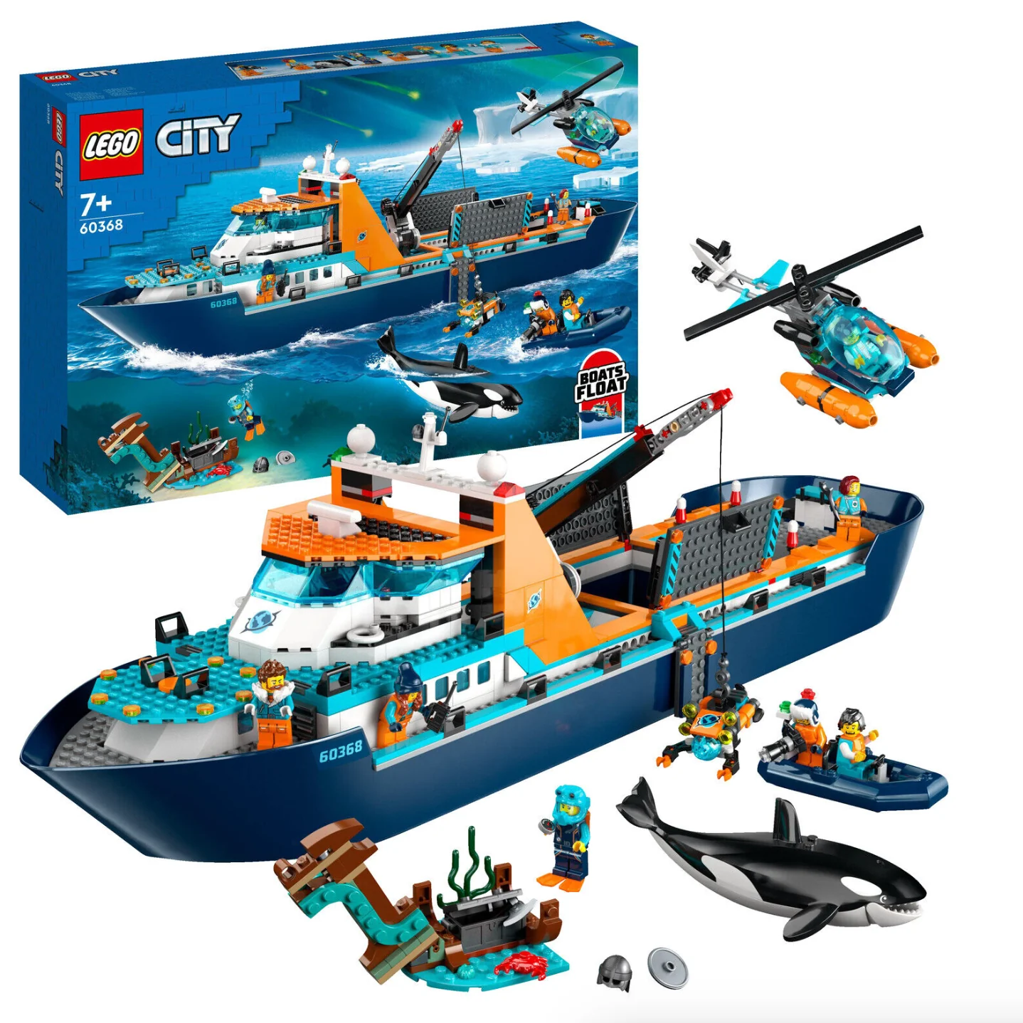 LEGO City 60368 Arctic Explorer Ship building set with helicopter and submarine