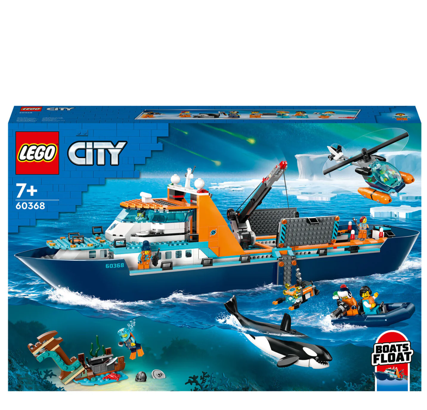 LEGO City 60368 Arctic Explorer Ship building set with helicopter and submarine