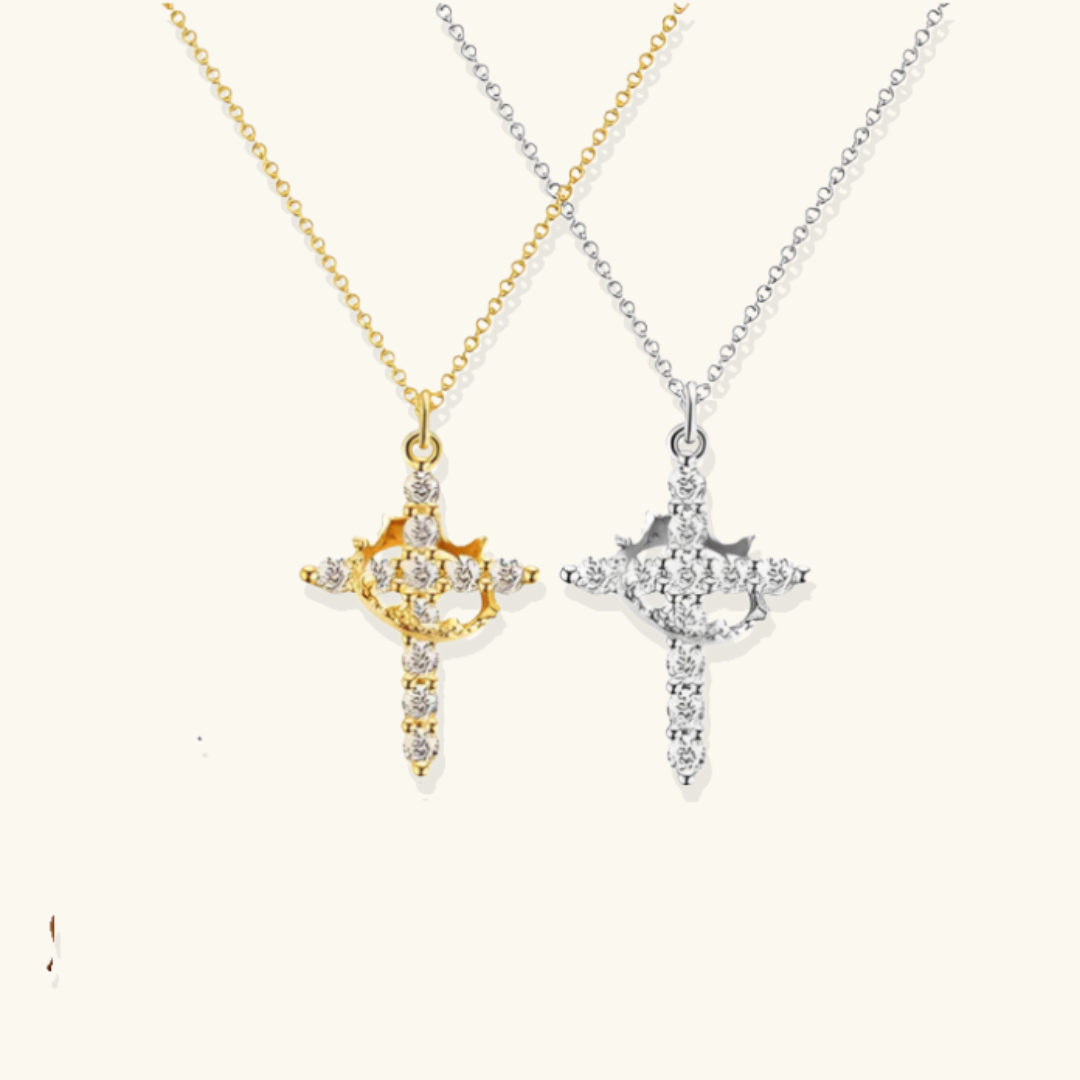 Beatrix Crown and Cross Necklace Winsleyco