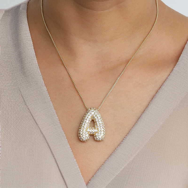 Diamond Initial Bubble Necklace Winsleyco