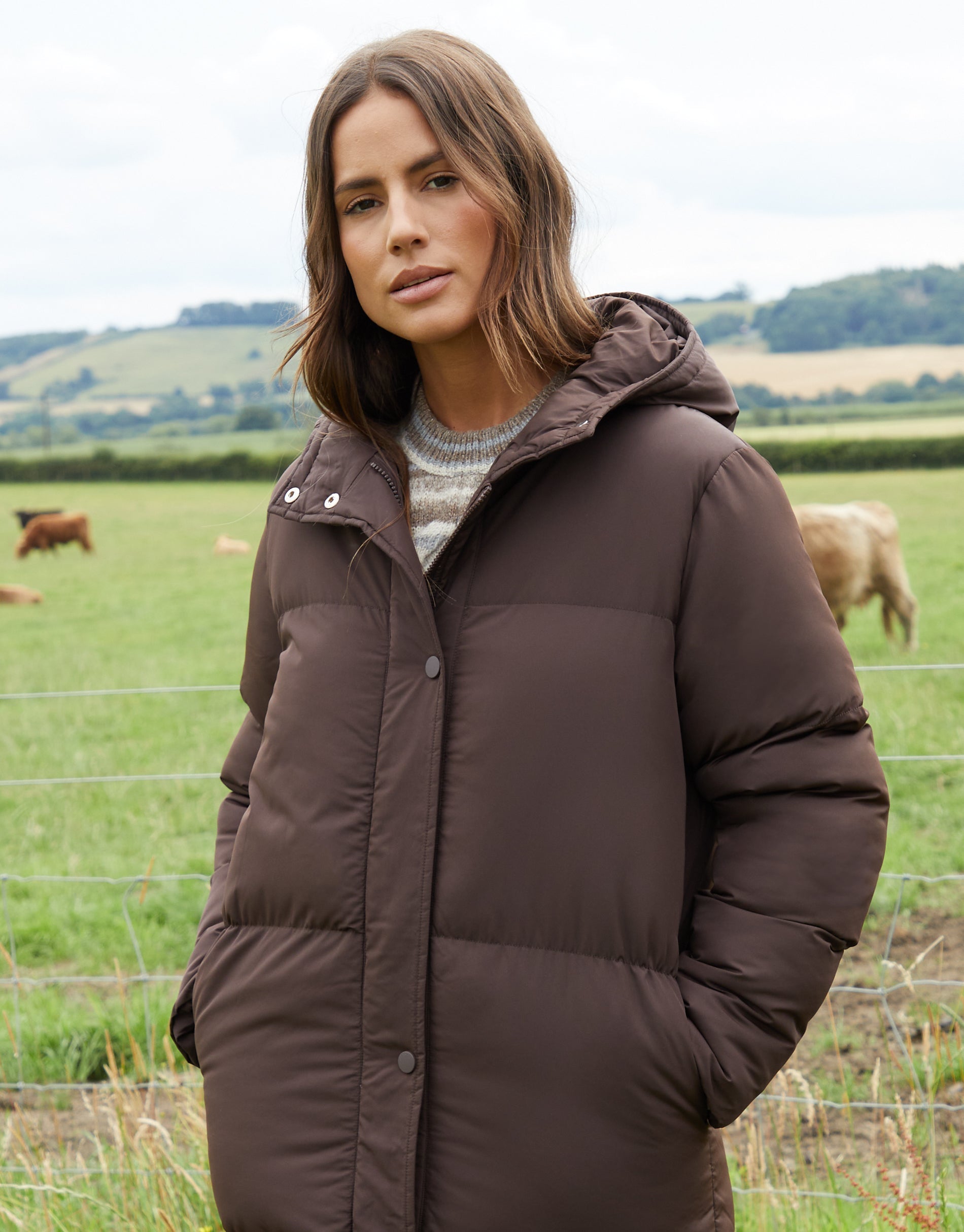 Women's Chocolate Maxi Puffer Jacket Amsterdam Style