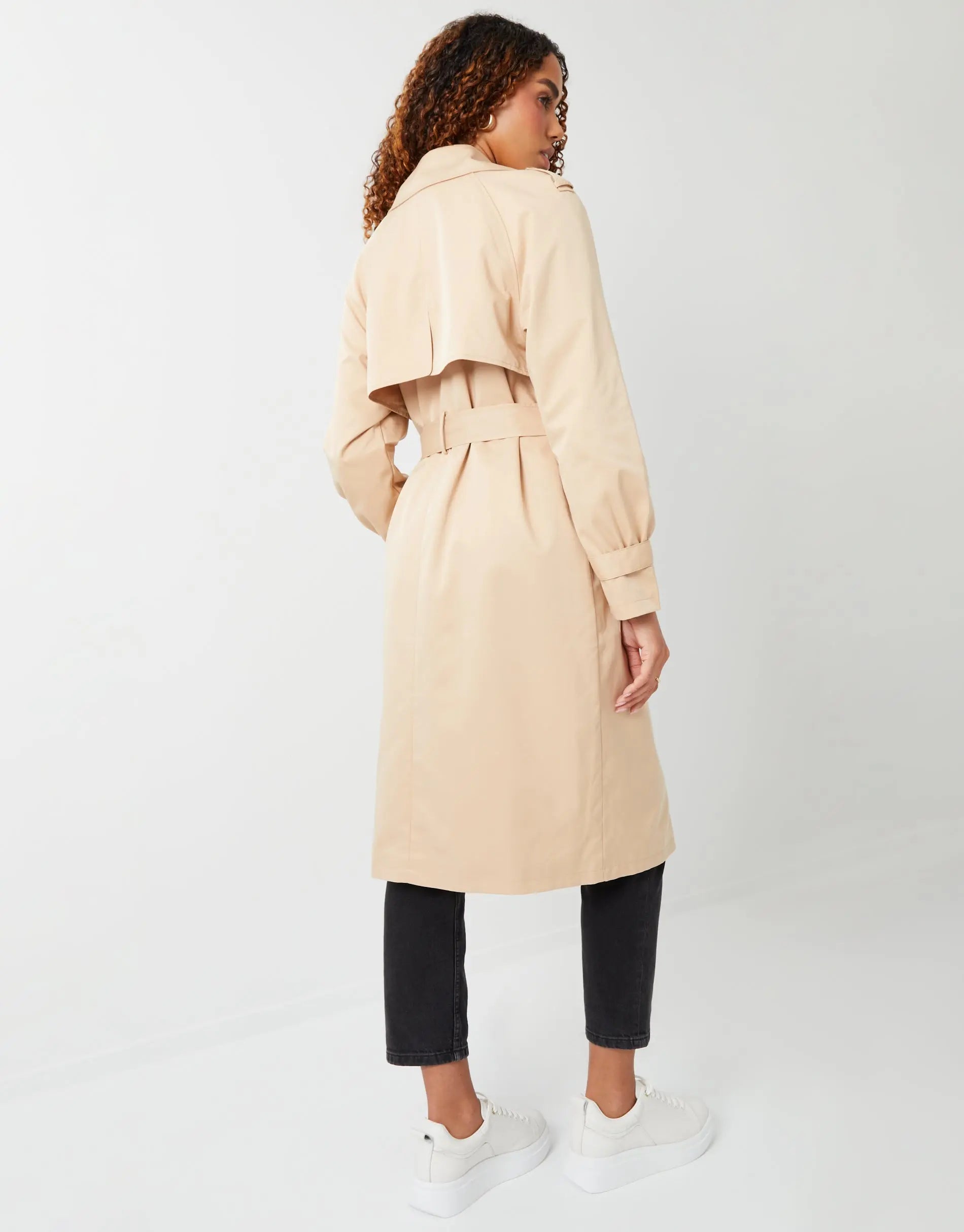 Women's Stone Double Breasted Trench Coat Amsterdam Style