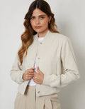 Women's Ecru Brushed Cropped Bomber Jacket Amsterdam Style