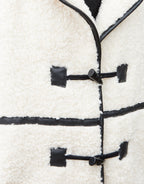 Women's Ecru Longline Fleece Borg Toggle Coat Amsterdam Style