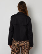 Women's Black Double Breasted Cropped Trench Coat Amsterdam Style