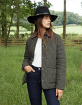 Women's Khaki Cord Collar Diamond Quilted Heritage Jacket Amsterdam Style