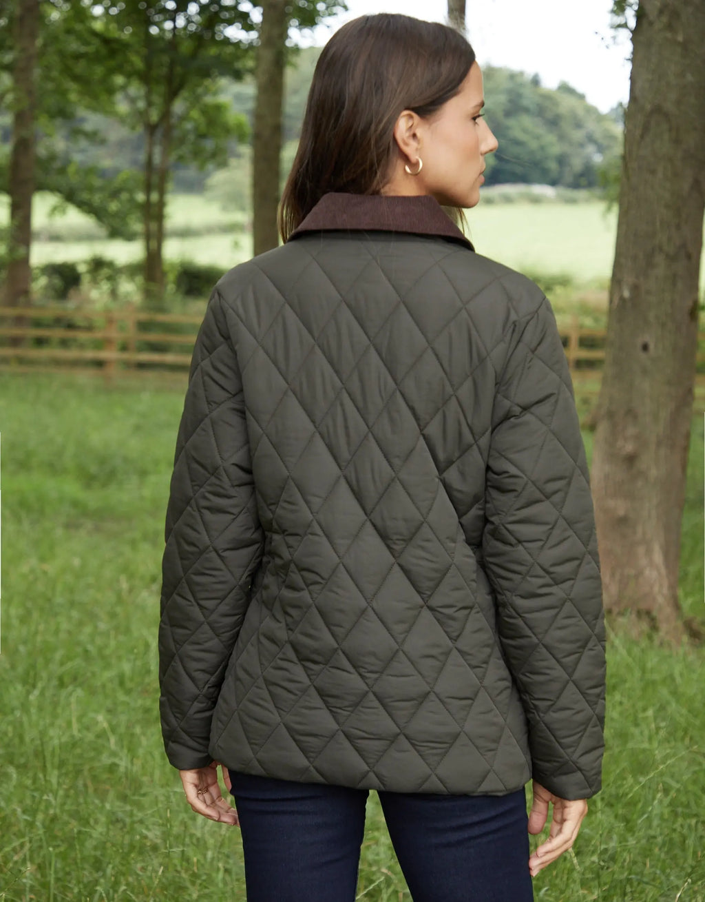 Women's Khaki Cord Collar Diamond Quilted Heritage Jacket Amsterdam Style