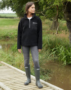 Women's Black Half Zip Borg Fleece Amsterdam Style