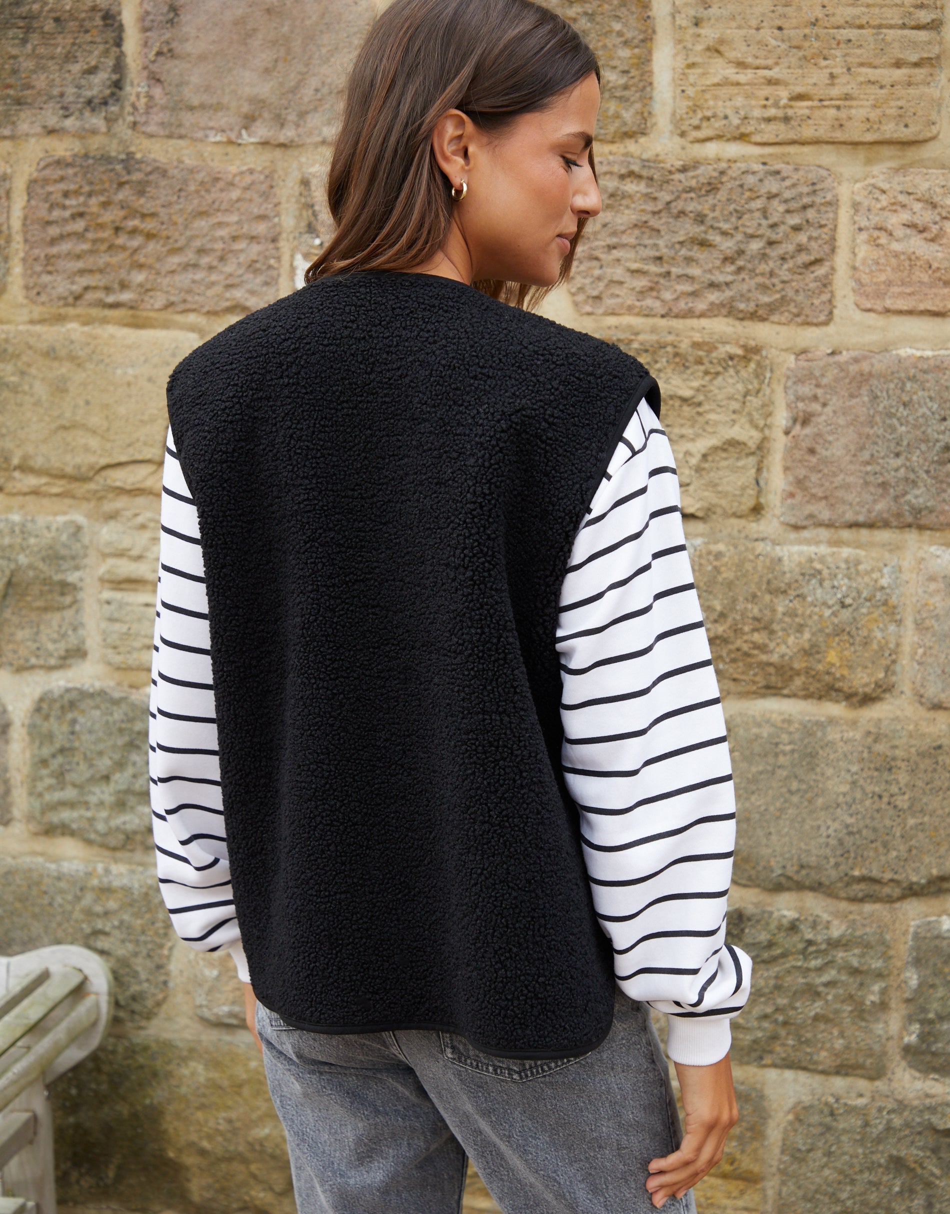 Women's Black Reversible Fleece Borg Gilet Amsterdam Style