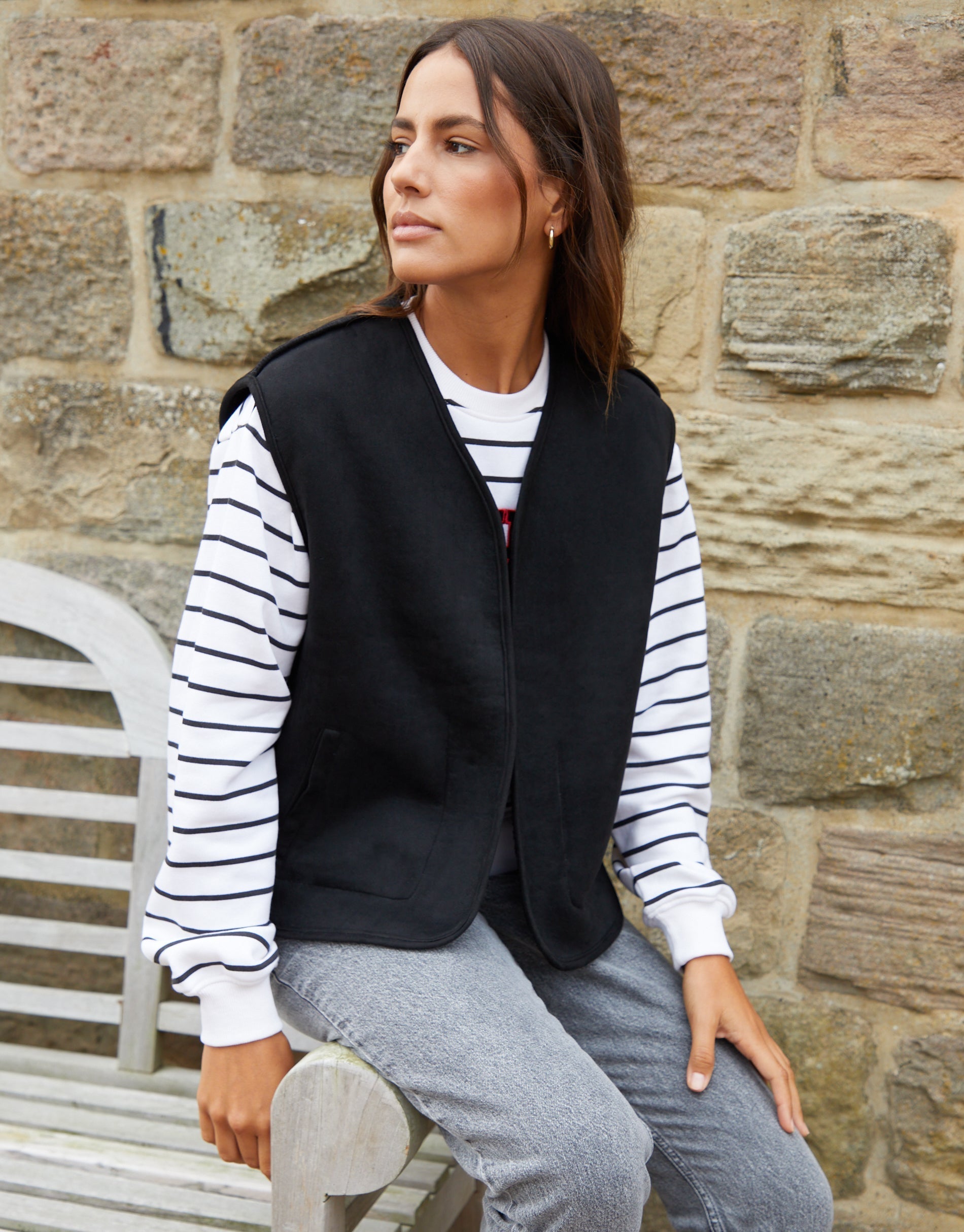 Women's Black Reversible Fleece Borg Gilet Amsterdam Style