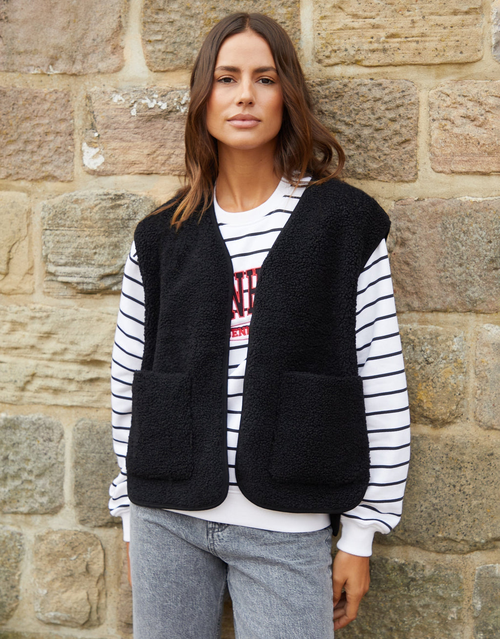Women's Black Reversible Fleece Borg Gilet Amsterdam Style