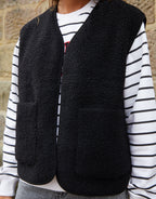 Women's Black Reversible Fleece Borg Gilet Amsterdam Style