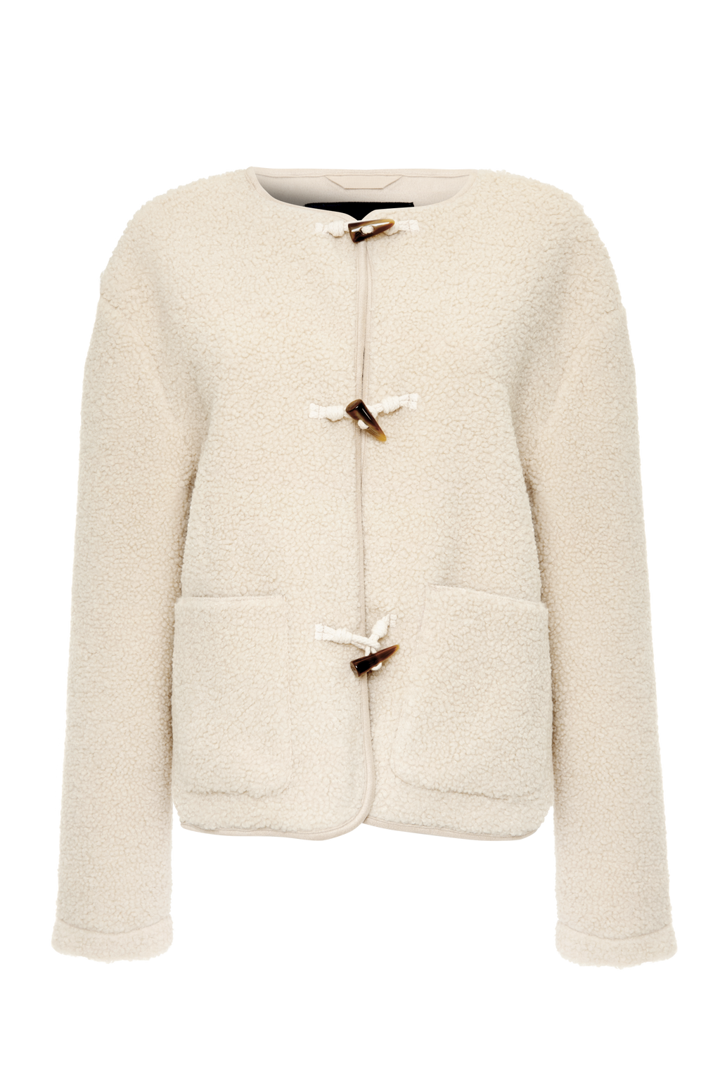 Women's Beige Fleece Borg Toggle Jacket Amsterdam Style