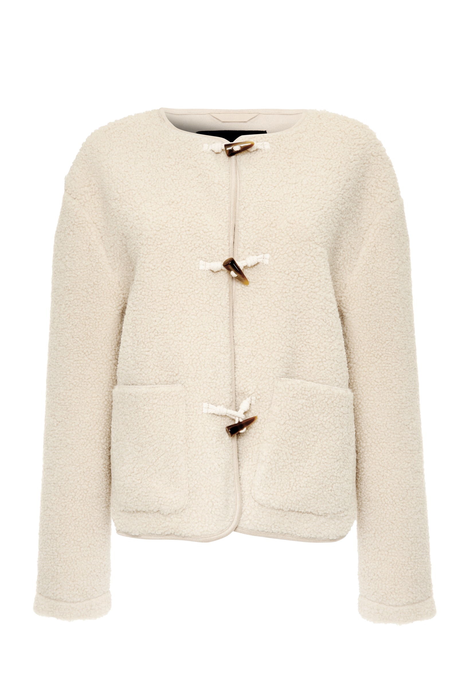 Women's Beige Fleece Borg Toggle Jacket Amsterdam Style