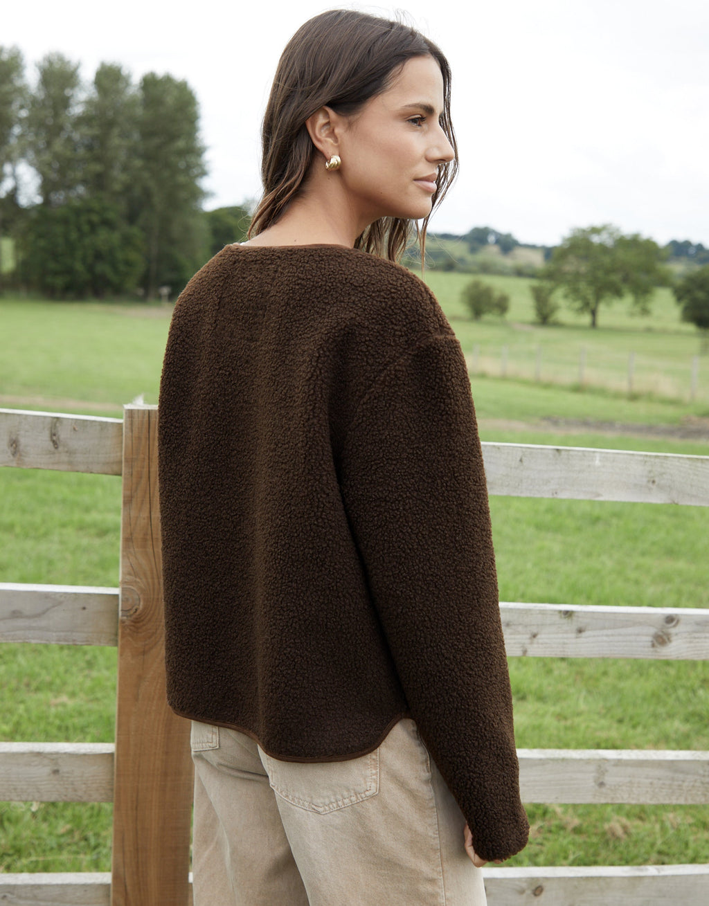 Women's Chocolate Fleece Borg Toggle Jacket Amsterdam Style