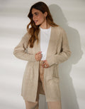 Women's Beige Cable Knit Cardigan Amsterdam Style