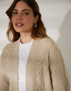 Women's Beige Cable Knit Cardigan Amsterdam Style