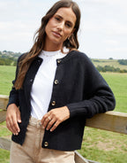 Women's Black Button Up Knitted Cardigan Amsterdam Style