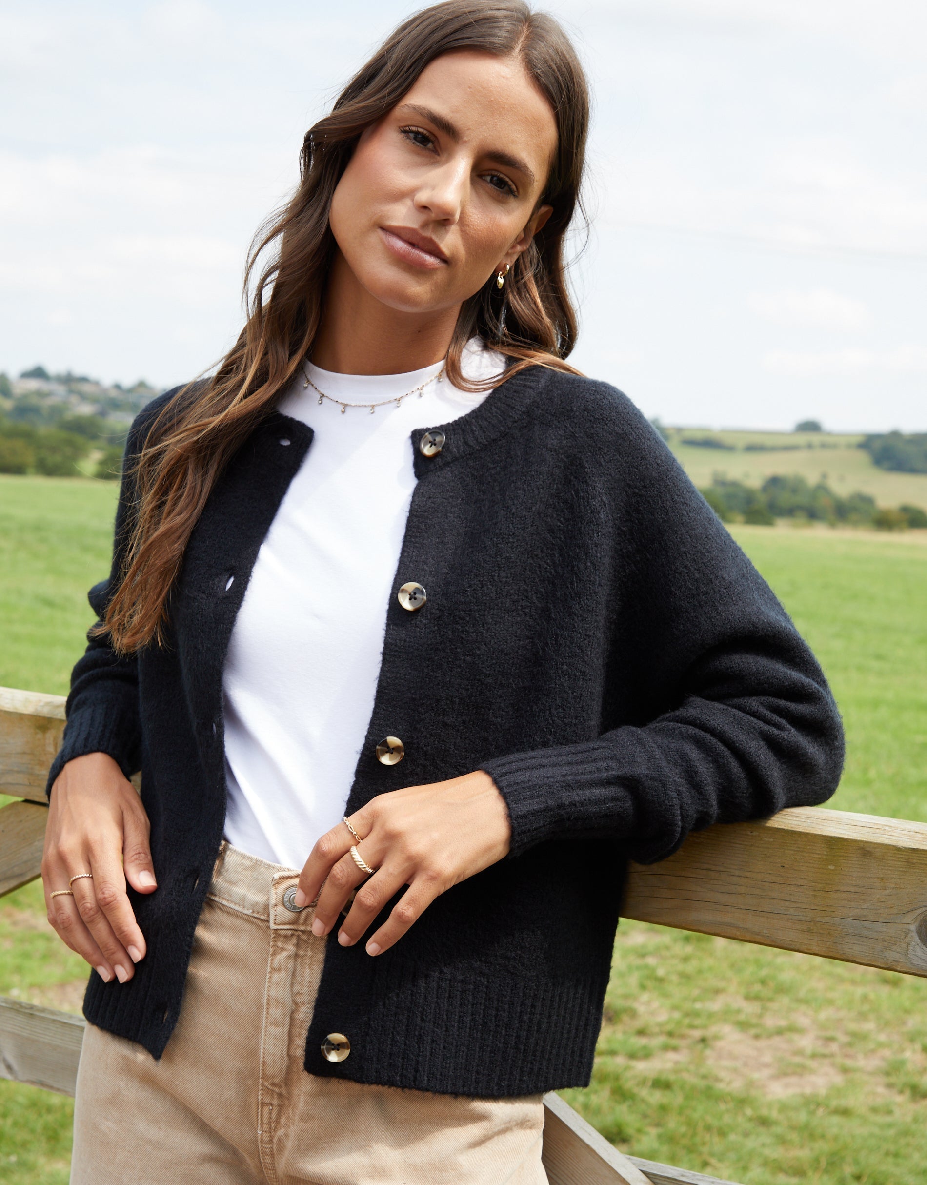Women's Black Button Up Knitted Cardigan Amsterdam Style
