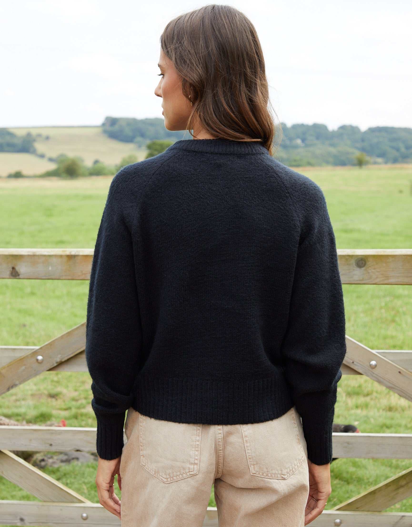 Women's Black Button Up Knitted Cardigan Amsterdam Style