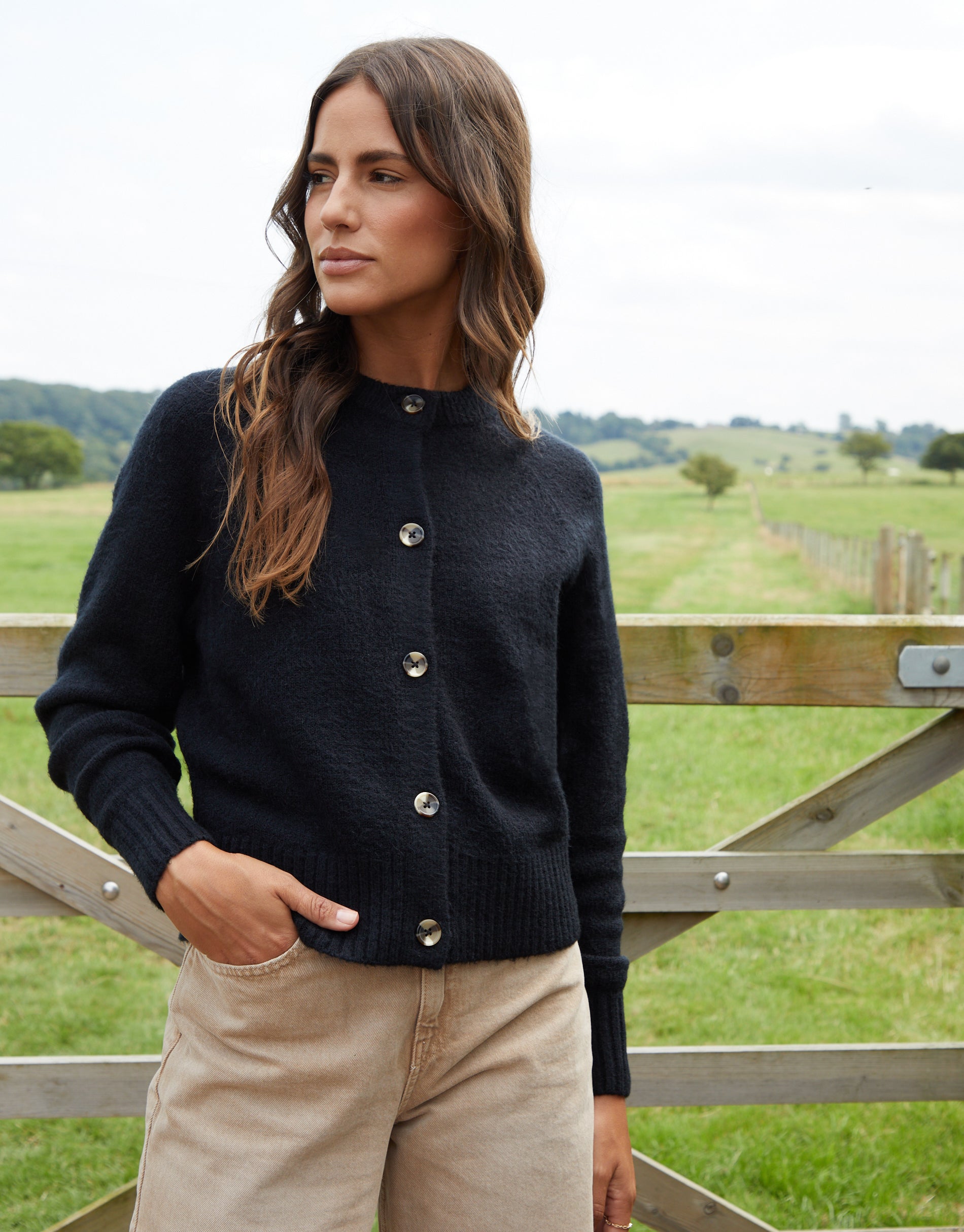 Women's Black Button Up Knitted Cardigan Amsterdam Style